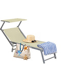 Lettino Da Mare Pieghevole Con Parasole In Alluminio 183x61x38cm Beige