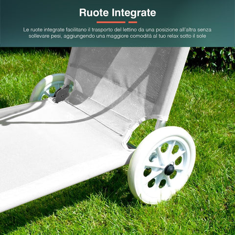 Lettino Reclinabile Pieghevole con Schienale Regolabile, Ruote, Cuscino e Struttura Leggera Ean-8023755054328
