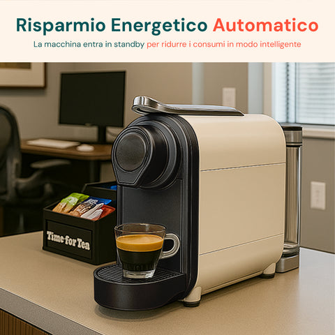 Macchina da caffè DCG con risparmio energetico automatico, entra in standby per ridurre i consumi in modo intelligente, espresso perfetto