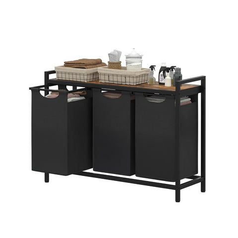 Ruimtebesparende multifunctionele kast met 3 uittrekbare manden en MDF-plank, 114 l