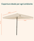 Ombrellone da Giardino 3x3 Regolabile con Snodo Inclinabile e Carrucola
