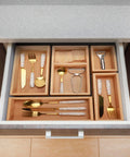Avilia Set 5 Organizer Contenitori in Bambù Modulabili Salvaspazio Multiuso per Casa e Cucina Ean 8056819050134