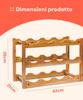 Avilia Organizer Portabottiglie Vino Compatto in Bambù 12 Bottiglie per Spazi Ridotti Ean 8056819052688