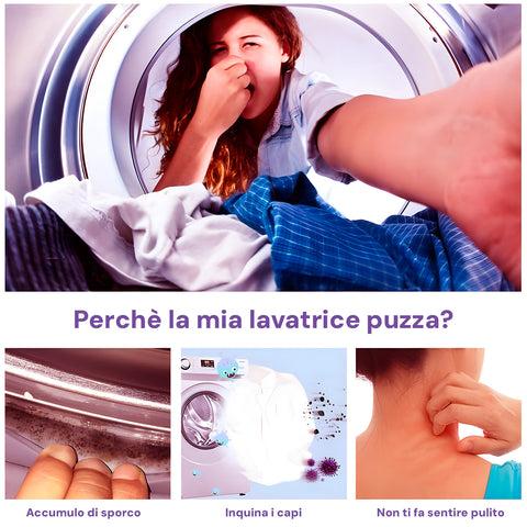 Set 5 Pastiglie Cura Lavatrice per Pulizia Calcare, Grasso, Odori e Residui Detersivo Ean-8033765130448