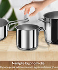 Bollilatte acciaio inox maniglia ergonomica sicura pentole design moderno cucina professionale
