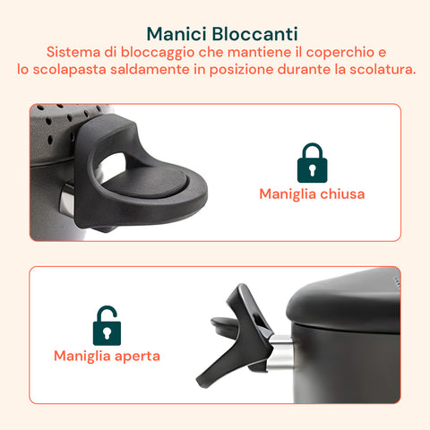 Pentola Con Scolapasta Antiaderente In Alluminio 22cm 5l