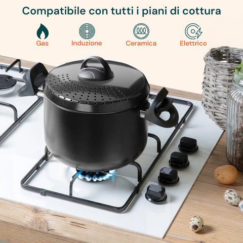 Pentola Con Scolapasta Antiaderente In Alluminio 22cm 5l