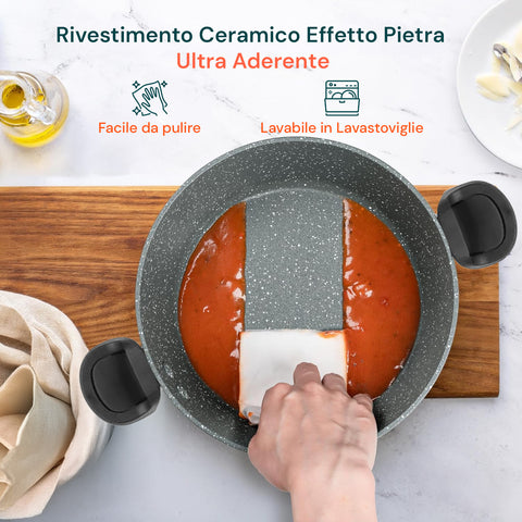 Pentola Con Scolapasta Antiaderente In Alluminio 22cm 5l