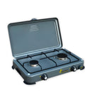 Fornello Esterno 2 Fuochi Inox Grigio per Riscaldo e Cottura in Campeggio