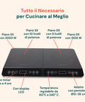 Piastra doppia a induzione Wintem tutto il necessario per cucinare al meglio: 2 piani cottura indipendenti, timer fino a 4 ore, display LCD