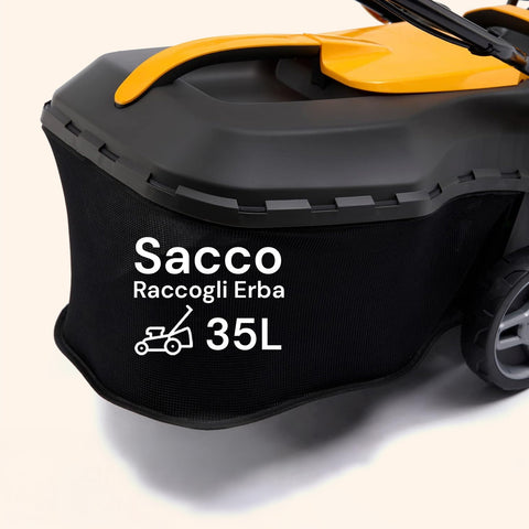 Tosaerba Elettrico 1400W a Spinta con Sacco 35L e 5 Altezze di Taglio