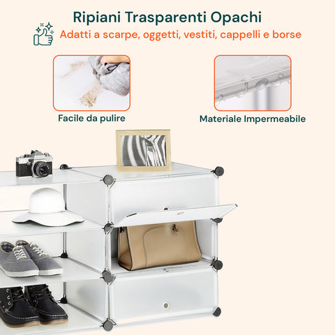 Scarpiera Multiuso 10 Ripiani Modulabili 40x17x10cm per Casa e Ufficio