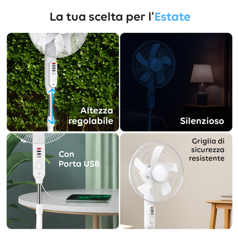 La tua scelta per l'estate: altezza regolabile, con porta USB, silenzioso e griglia di sicurezza resistente per uso completo
