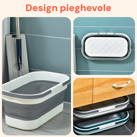 Avilia Secchio Pieghevole Salvaspazio in TPR Resistente con Manici e Design Compatto Richiudibile Ean 8056819050127