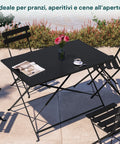 Set Koby Double Salotto Con Tavolo E 4 Sedie Pieghevoli In Metallo Antracite