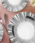 Avilia-Servizio Set 18 Piatti da Tavola in Porcellana Bianca Decorati Stile Union Moderni Ean-8056897153024