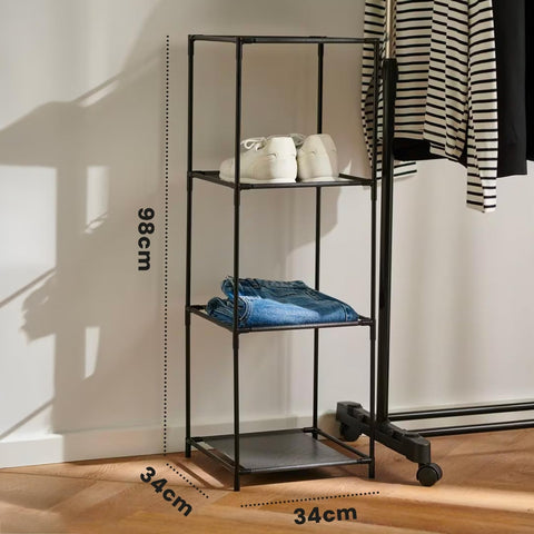Avilia-Scaffali Modulari 3 Ripiani in Stoffa-Set 2 Pezzi Altezza Regolabile 98x34x34cm Ean 8056819050196