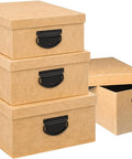 Scatole Organizer Beige Effetto Juta con Manici in Set da 4 Formati Ean-3560231537739