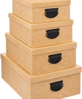 Scatole Organizer Beige Effetto Juta con Manici in Set da 4 Formati Ean-3560231537739