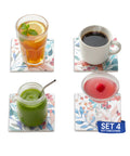 Sottobicchieri Floreali in Ceramica – Set 4 per Bevande Calde e Fredde