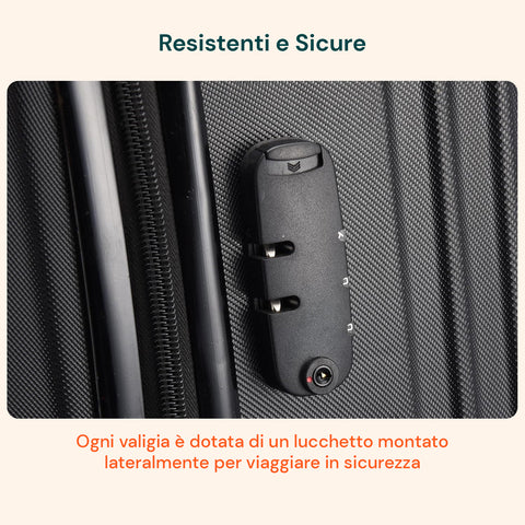 Set Valigie 3 Pezzi ABS – Trolley 55/66/76cm e Beauty Case