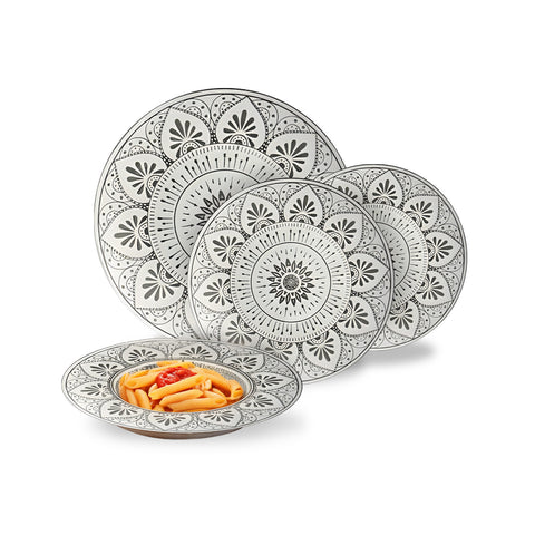 18-delig porseleinen servies met Mandala-decoratie voor 6 personen