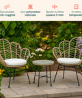 Set Fiji Salotto Con Tavolino In Vetro E 2 Sedie In Polyrattan