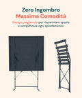 Set Koby Salotto Con Tavolo E 2 Sedie Pieghevoli In Metallo Antracite