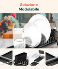 Soluzione modulabile con scolapiatti a componenti separabili per personalizzazione dello spazio cucina secondo le esigenze