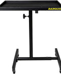 Tavolino mobile Daimann FT01 in acciaio nero con ruote e altezza regolabile fino a 123,5 cm, banco da lavoro professionale