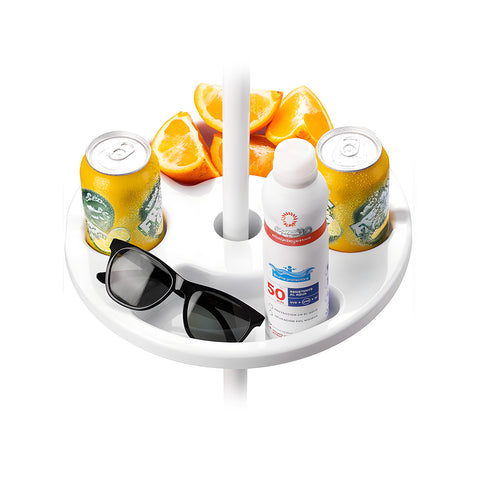 Ronde witte bijzettafel voor buiten voor parasol, Ø30 cm, stevig en comfortabel
