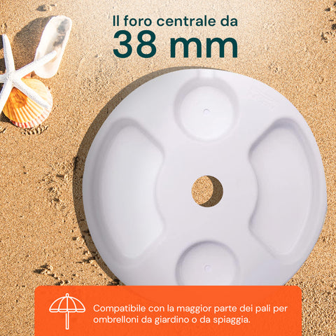Tavolino per ombrellone con foro centrale da 38mm compatibile con la maggior parte dei pali per ombrelloni da giardino e spiaggia