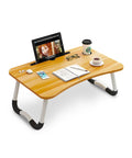 Avilia Tavolino Pieghevole Salvaspazio con Porta Bicchiere e Leggio per Tablet in Legno 60x40cm Ean 8056819050684