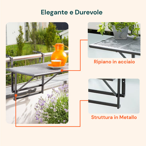 Avilia Tavolino Pieghevole Salvaspazio Multiuso per 2 Persone Compatto Resistente Metallo Facile da Riporre Ean 8056819052565