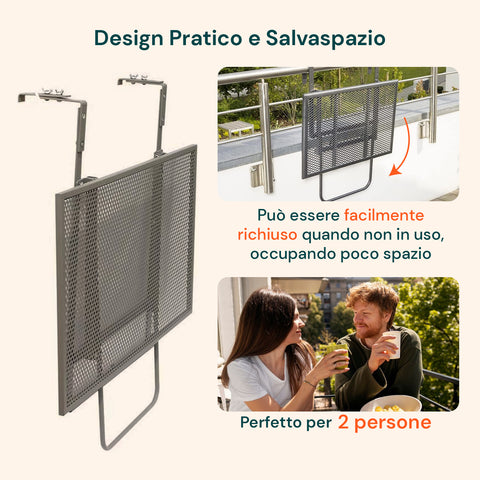 Avilia Tavolino Pieghevole Salvaspazio Multiuso per 2 Persone Compatto Resistente Metallo Facile da Riporre Ean 8056819052565