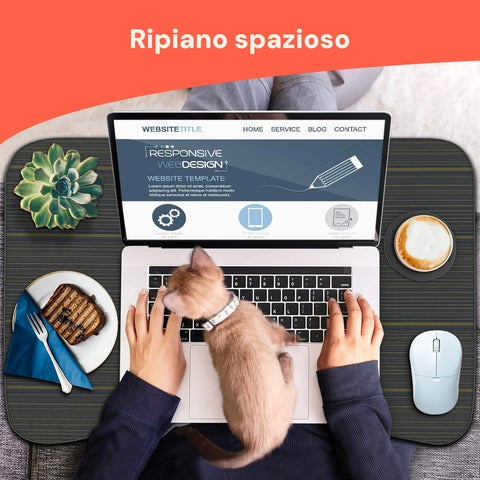 Avilia Tavolino Pieghevole Salvaspazio con Porta Bicchiere e Leggio per Tablet in Legno 60x40cm Nero Ean 8056819050684