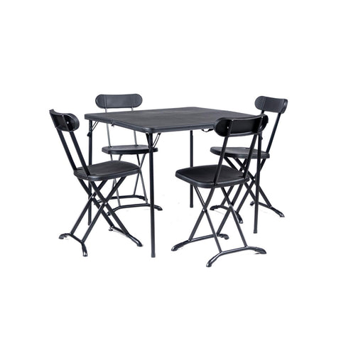 Set Tavolo Pieghevole a Valigetta con 4 Sedie in Acciaio Verniciato Antracite Horeca Ean-8023755053482