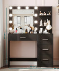 Scrivania con Specchio e Luci LED 3 Tonalità Naturale, Calda, Fredda per Make-Up e Organizzazione