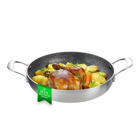 Hoge, uitlopende kookpan van gerecycled gesatineerd aluminium – Ø 24/28/32 cm