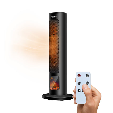 Termoventilatore Ceramico 2000W con Telecomando, Timer 12h ed Effetto Fiamma