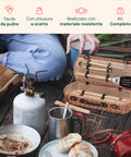 Cesto Set Bbq Portatile Con 5 Accessori In Valigetta Vimini