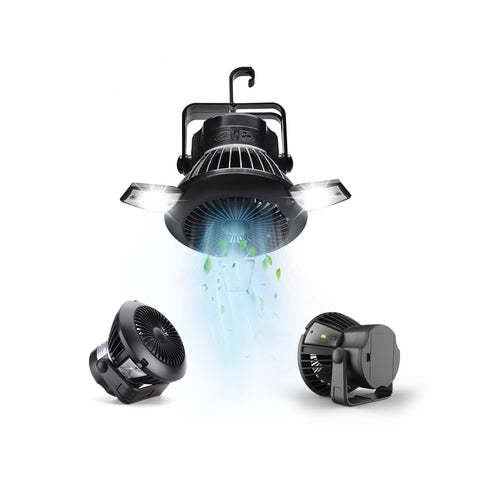 Wintem Ventilatore da Esterno Absolute 4W con Pannello Solare Batteria 25h, 4 LED, Gancio, Ricaricabile USB e con Funzione Powerbank Ean-8052286431759