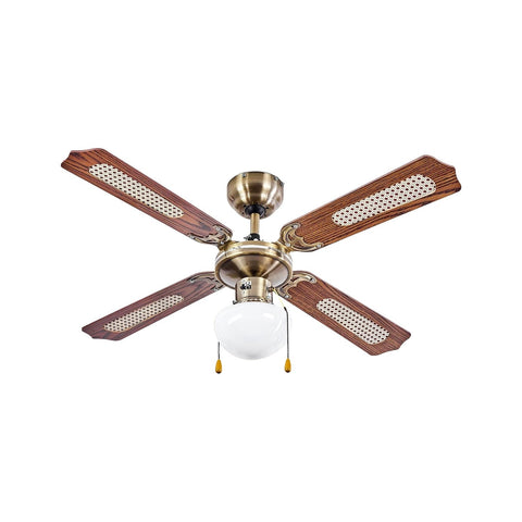 Plafondventilator 60 W met 4 houten bladen, 3 snelheden en geïntegreerde verlichting
