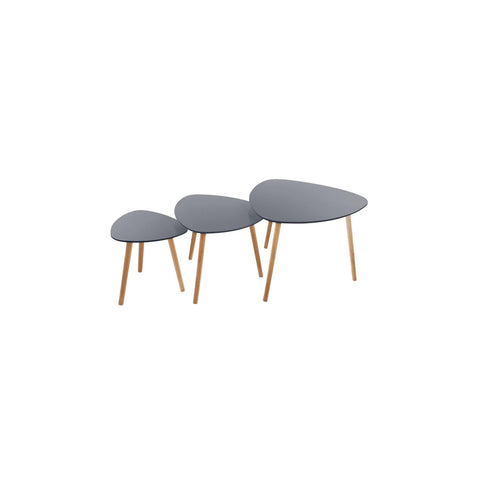 Set 3 Tavolini Bassi In Legno 34 47 E 60cm