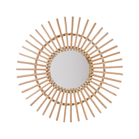 Specchio A Forma Di Sole In Rattan 58x58cm