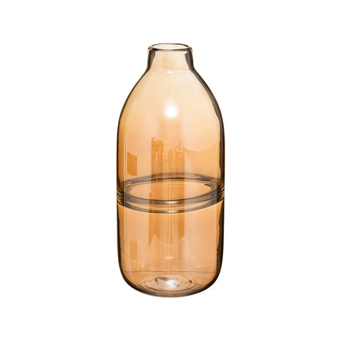 Amberkleurige glazen vaas Line H30 cm