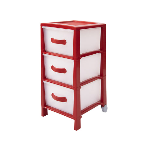 Ladekast Futura Slim met 3 laden Rood