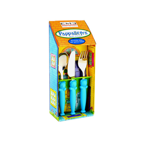 Set van 3 kinderbestekken Pappallegra lichtblauw