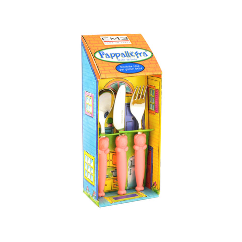 Set 3 Posate Per Bambini Pappallegra Rosa