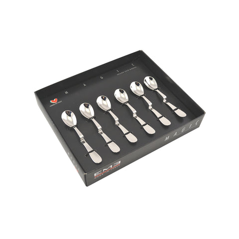 Set van 6 roestvrijstalen espressolepeltjes Magic